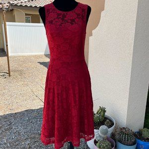 Dressystar Red Sleeveless Lace Formal Dress Women Size X-Small